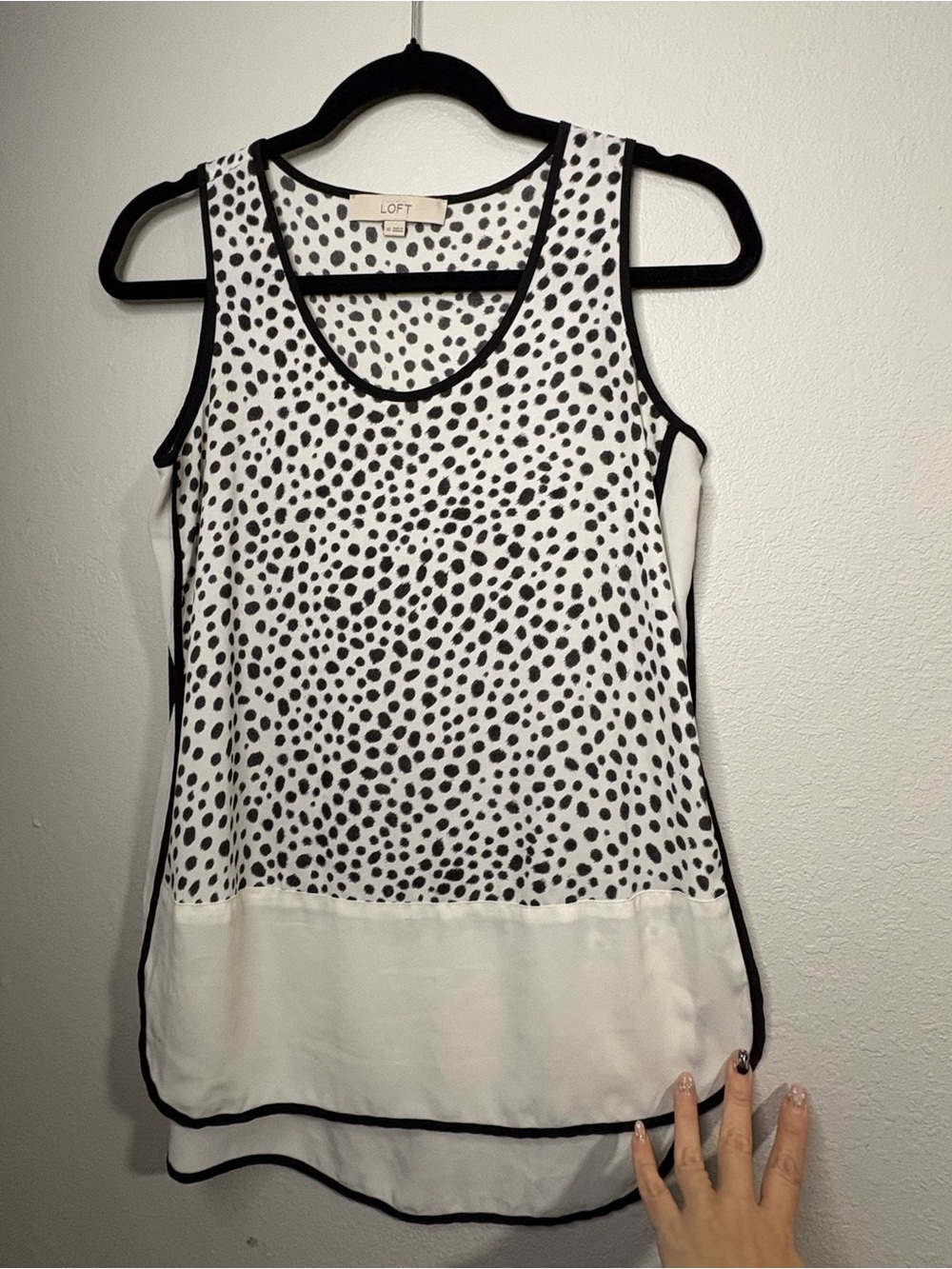 LOFT White & Black Polka Dot Layered Tank